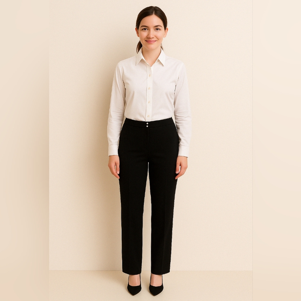 Anne Klein Black Pantsuit with Elegant Sheen